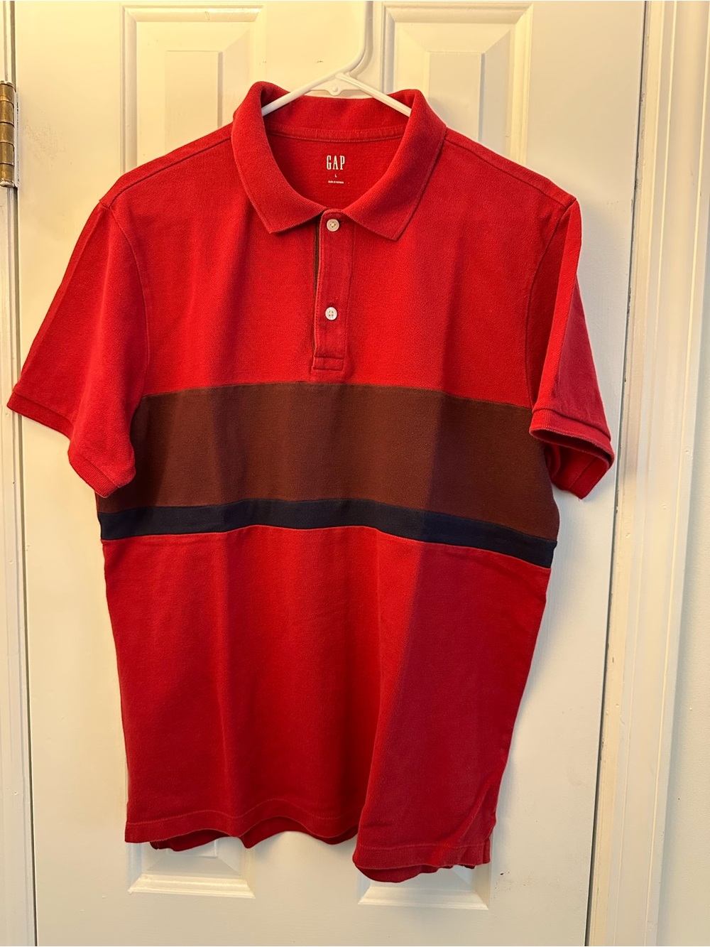 GAP Men's Red Colorblock Polo Shirt Large